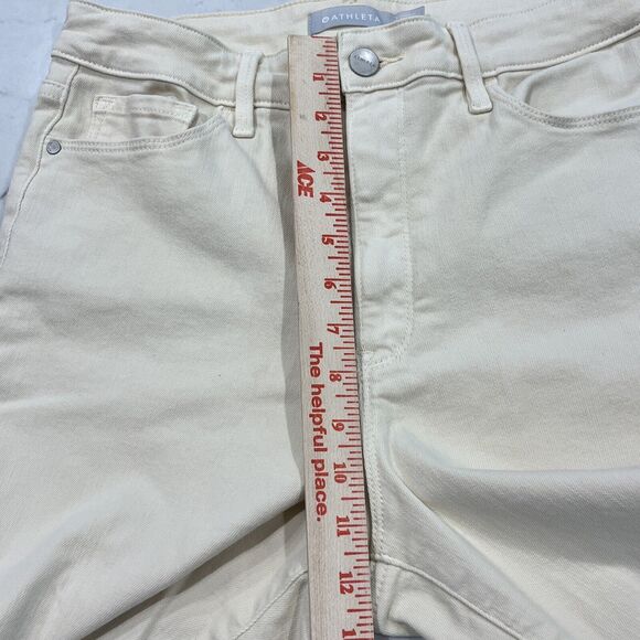 Athleta Sculptek Jeans Womens Sz 8 Cream High Rise Straight Leg Ankle Stretch - Picture 4 of 10